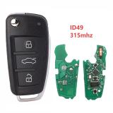For Audi A3 S3 ID49 chip with FSK 315mhz 3 button remote key