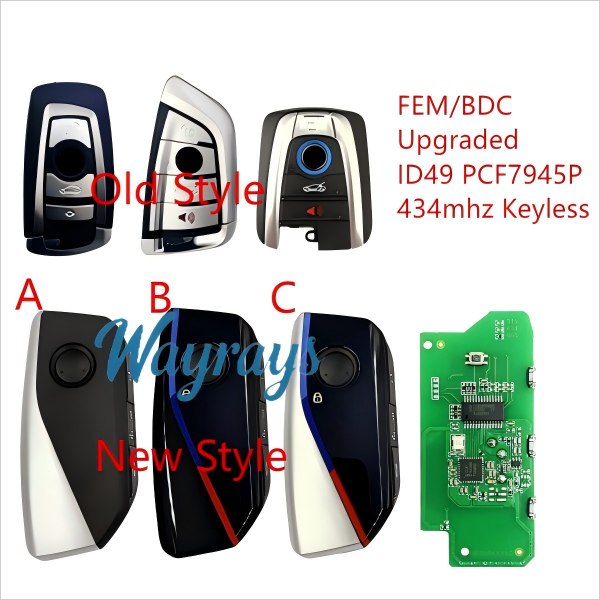 For BMW FEM/BDC upgraded type ID49 chip PCF7945P with FSK 434mhz keyless 4 button emote key