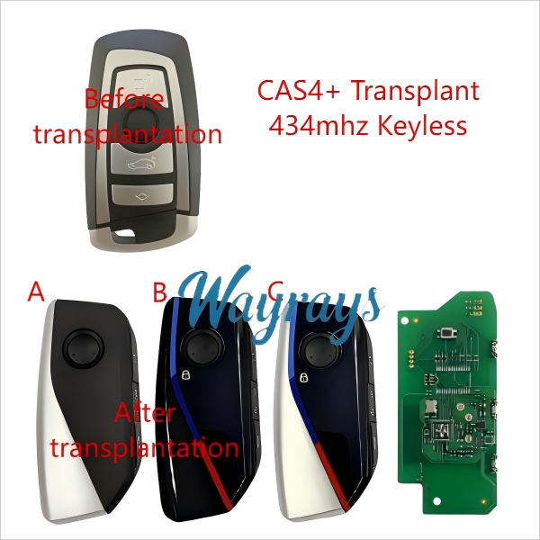 For BMW CAS4+ transplant type 434mhz keyless 4 button emote key