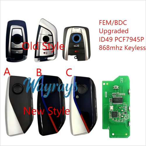 For BMW FEM/BDC upgraded type ID49 chip PCF7945P with 868mhz keyless  4 button emote key