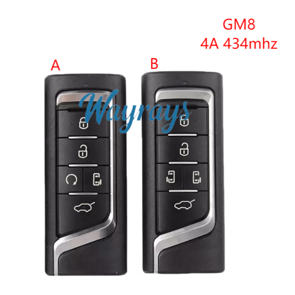 Original for Trumpchi GM8 4A chip 434mhz keyless 5 button remote key