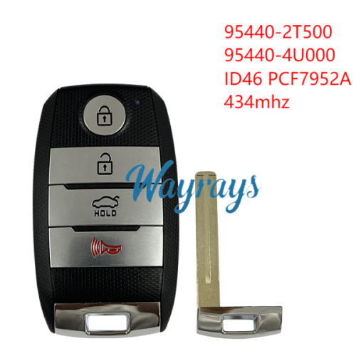 For Kia 95440-2T500 / 95440-4U000 ID46 chip PCF7952A with 434mhz keyless 3+1 button remote key