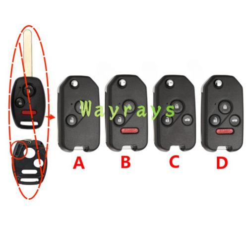 [WITH chip slot place] For Honda key shell with square logo place