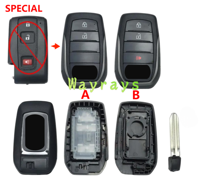 For Toyota modified key shell with OEM logo place