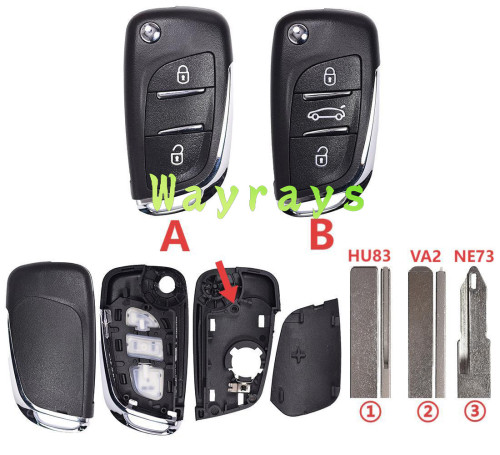 For Citroen Peugeot modified key shell without logo