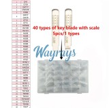 Key blade box,40 types of key blade with scale, 1 tupe=5pcs,total 200pcs
