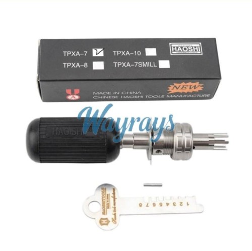 Haoshi TPXA-7 stainless steel 7-bead plum blossom tool,allow adjustment of picking needle pressure, giving them the versatility to pick even tubular locks with higher spring pressures.