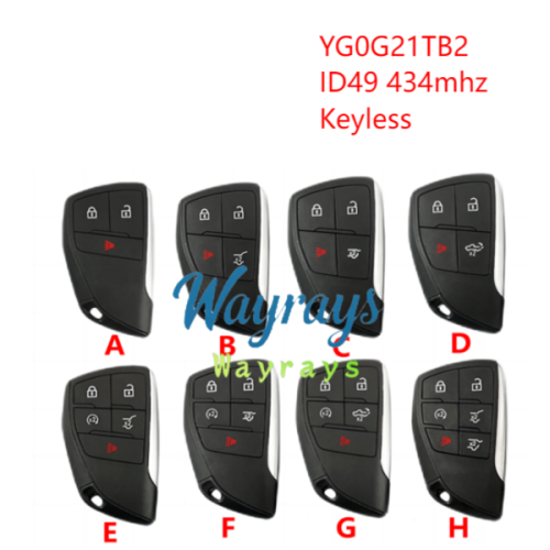 For Chevrolet YG0G21TB2 ID49 chip Hitag Pro with 434mhz keyless remote key
