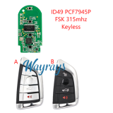 For BMW F series CAS4+ FEM ID49 chip PCF7945P/PCF7953P with FSK 315mhz keyless 3 button remote key