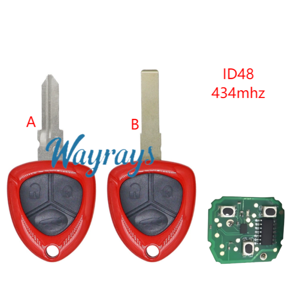 For Ferrari 458 Italia ID48 chip with 434mhz 3 button remote key