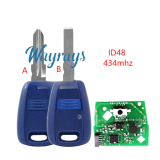 For Fiat ID48 chip with 434mhz 1 button remote key，GT15/SIP22 blade