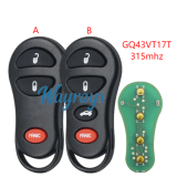 For Chrysler GQ43VT17T 315mhz 2+1/3+1 button remote key