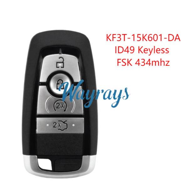 For Lincoln KF3T-15K601-DA ID49 chip with FSK 434mhz keyless 4 button remote key