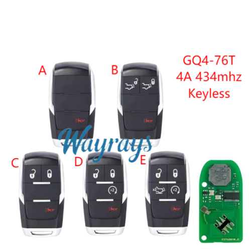For Dodge Ram GQ4-76T 4A chip PCF7953M with 434mhz Keyless remote key