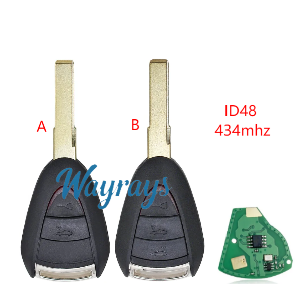 For Porsche ID48 chip with 434mhz 2/3 button remote key