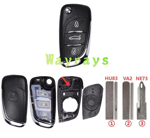 For Citroen Peugeot OEM replace key shell with logo place