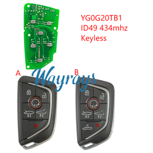For Chevrolet YG0G20TB1 ID49 chip with 434mhz keyless  5+1/6+1 button remote key