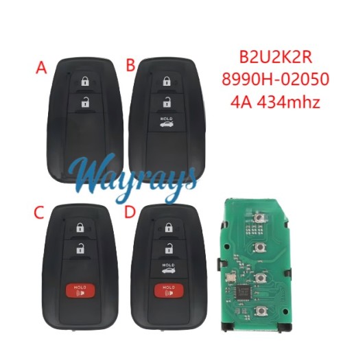 For Toyota B2U2K2R 4A chip with 434mhz keyless remote key