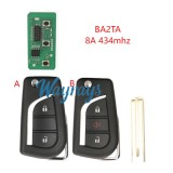 For Toyota B2ATA 8A chip with 434mhz 2/2+1 button remote key