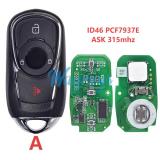 For Buick HYQ4AA ID46 chip PCF7937E/HITAG2 with ASK 315mhz keyless remote key
