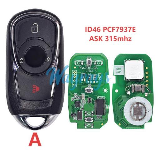 For Buick HYQ4AA ID46 chip PCF7937E/HITAG2 with ASK 315mhz keyless remote key