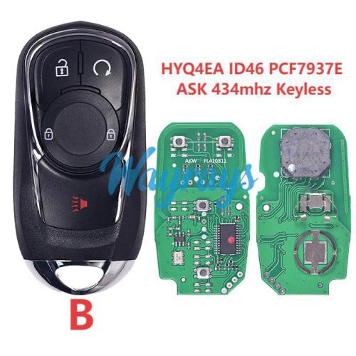 For Buick HYQ4EA ID46 chip PCF7937E/HITAG2 with ASK 434mhz keyless remote key