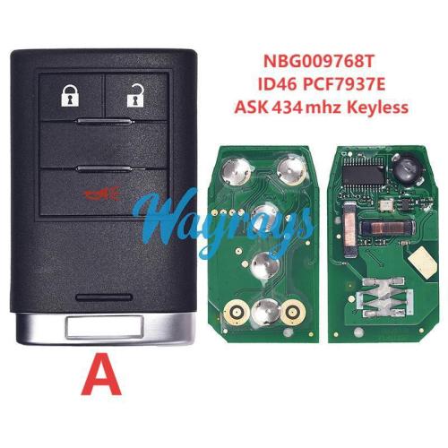 For Cadillac NBG009768T ID46 chip NCF297xE with ASK 434mhz keyless remote key