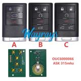 For Cadillac OUC6000066 ASK 315mhz remote key(without blade)