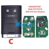 For Cadillac NBG009768T ID46 chip NCF297xE with ASK 434mhz keyless remote key