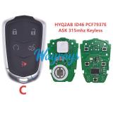 For Cadillac HYQ2AB ID46 chip PCF7937E/HITAG2 with ASK 315mhz keyless remote key