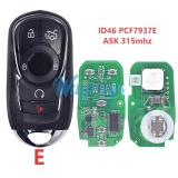 For Buick HYQ4AA ID46 chip PCF7937E/HITAG2 with ASK 315mhz keyless remote key