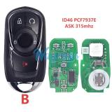 For Buick HYQ4AA ID46 chip PCF7937E/HITAG2 with ASK 315mhz keyless remote key