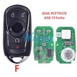 For Buick HYQ4AA ID46 chip PCF7937E/HITAG2 with ASK 315mhz keyless remote key