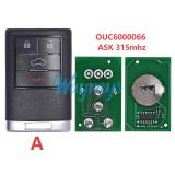 For Cadillac OUC6000066 ASK 315mhz remote key(without blade)