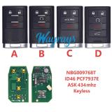For Cadillac NBG009768T ID46 chip NCF297xE with ASK 434mhz keyless remote key