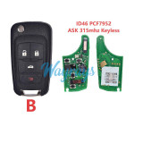 For Chevrolet OHT01060512 ID46 chip PCF7952/HITAG2 with ASK 315mhz 2+1/3+1/4+1 button keyless remote key