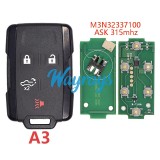 For Chevrolet M3N32337100 ASK 315mhz remote key