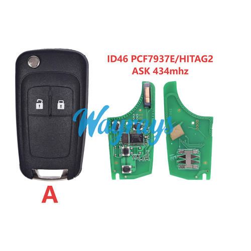 For Chevrolet ID46 chip PCF7937E/HITAG2 with ASK 434mhz 2/3 button remote key