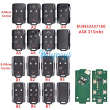 For Chevrolet M3N32337100 ASK 315mhz remote key