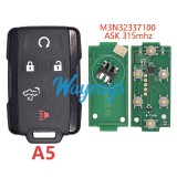 For Chevrolet M3N32337100 ASK 315mhz remote key