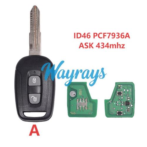 For Chevrolet ID46 chip PCF7936A with ASK 434mhz 2/3 button remote key