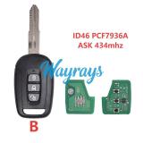 For Chevrolet ID46 chip PCF7936A with ASK 434mhz 2/3 button remote key
