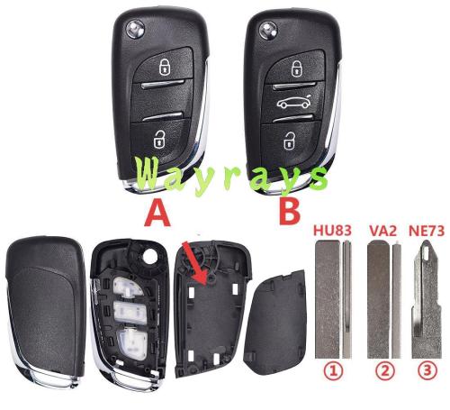 For Citroen Peugeot modified key shell without logo
