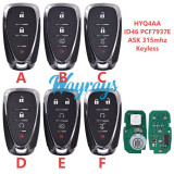 For Chevrolet HYQ4AA ID46 chip PCF7937E/HITAG2 with ASK 315mhz keyless remote key