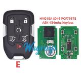 For Chevrolet HYQ1EA ID46 chip PCF7937E/HITAG2 with ASK 434mhz keyless remote key