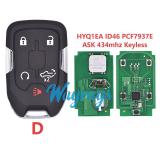 For Chevrolet HYQ1EA ID46 chip PCF7937E/HITAG2 with ASK 434mhz keyless remote key