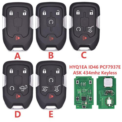 For Chevrolet HYQ1EA ID46 chip PCF7937E/HITAG2 with ASK 434mhz keyless remote key