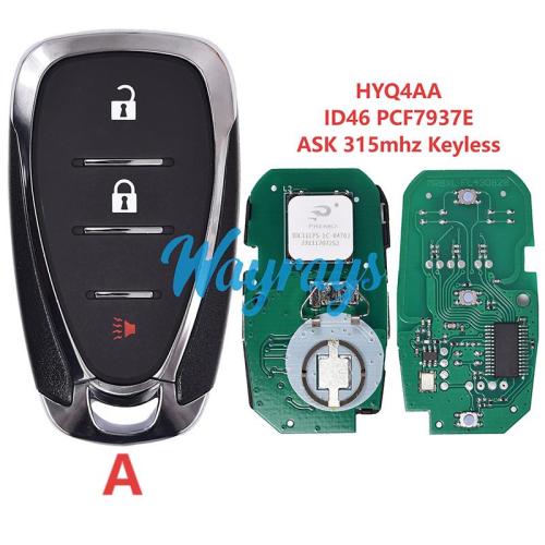 For Chevrolet HYQ4AA ID46 chip PCF7937E/HITAG2 with ASK 315mhz keyless remote key