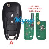 For Chevrolet LXP-T004 ID46 chip PCF7937E/HITAG2 with ASK 434mhz 2/3 button remote key
