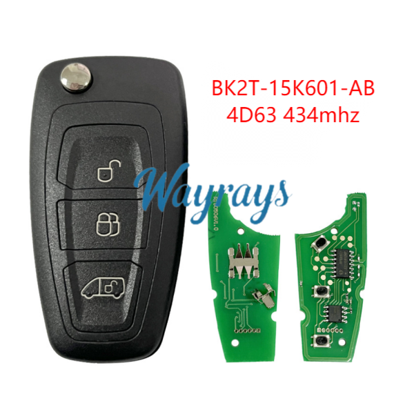 Original for Ford BK2T-15K601-AB electronic 4D63 chip 434mhz 3 button remote key